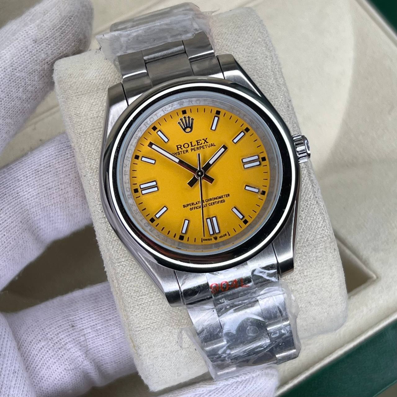 ساعت مچی مردانه و زنانه رولکس پرپچوال زرد موتور باطری Rolex Oyster Perpetual Silver Yellow