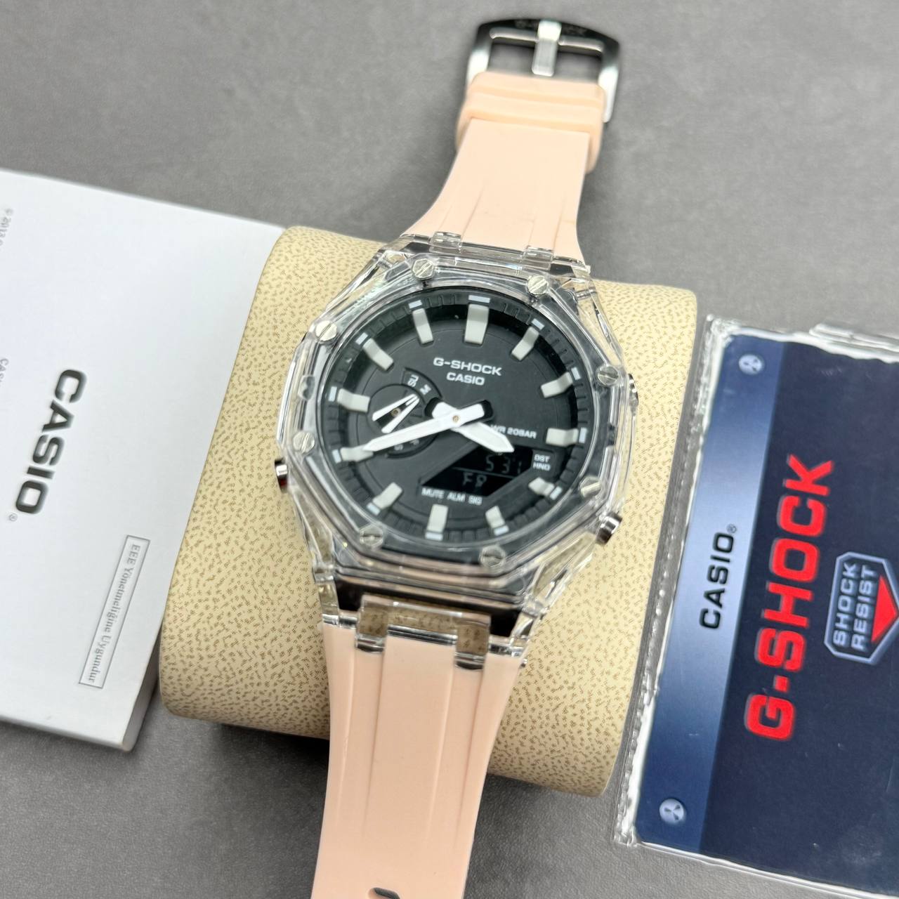 ساعت مچی کاسیو جی شاک رنگ گلبهی GA-2100 G-Shock