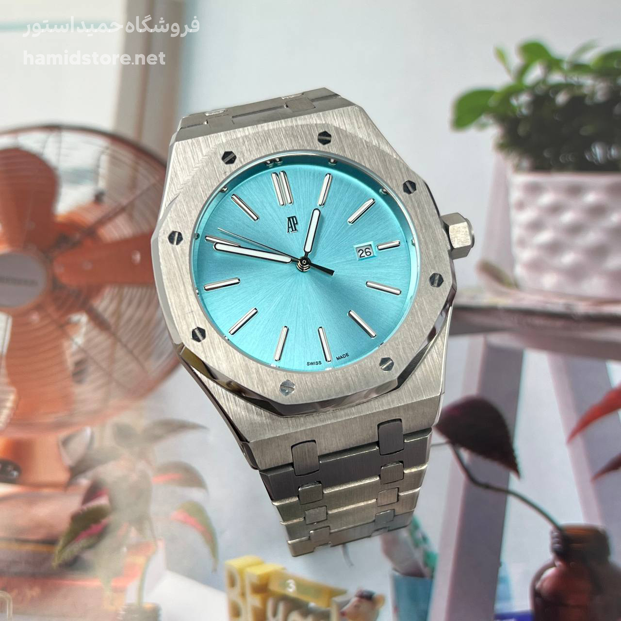 ساعت مچی مردانه AP اودمار پیگه سیلور Audemars Piguet آبی تیفانی