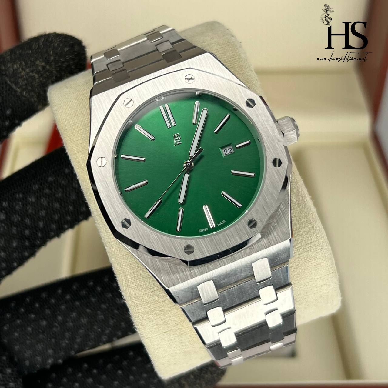 ساعت مچی مردانه AP اودمار پیگه سیلور Audemars Piguet صفحه سبز