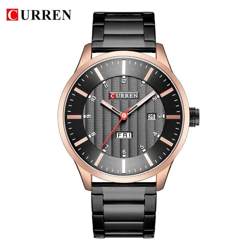 ساعت مچی مردانه اورجینال کارن بند استیل CURREN 8316 مشکی رزگلد