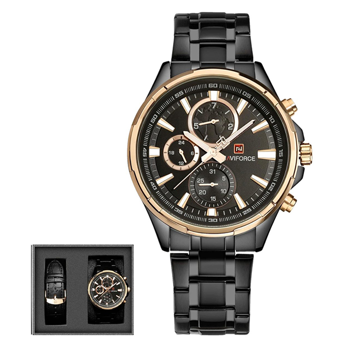 ساعت مچی مردانه نیوی فورس دو بند مدل navyforce 9089  مشکی