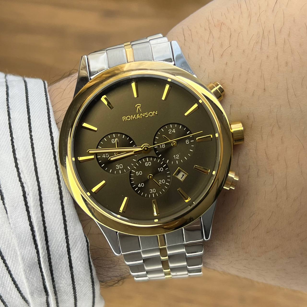 ساعت مچی مردانه رومانسون بند فلزی سه موتور فعال با گارانتی