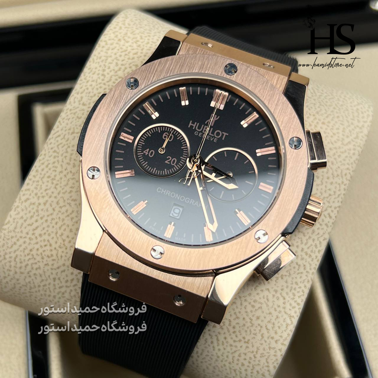 ساعت مچی هابلوت کرنوگراف سه موتوره بیگ بنگ رز گلد HUBLOT BIG BANG