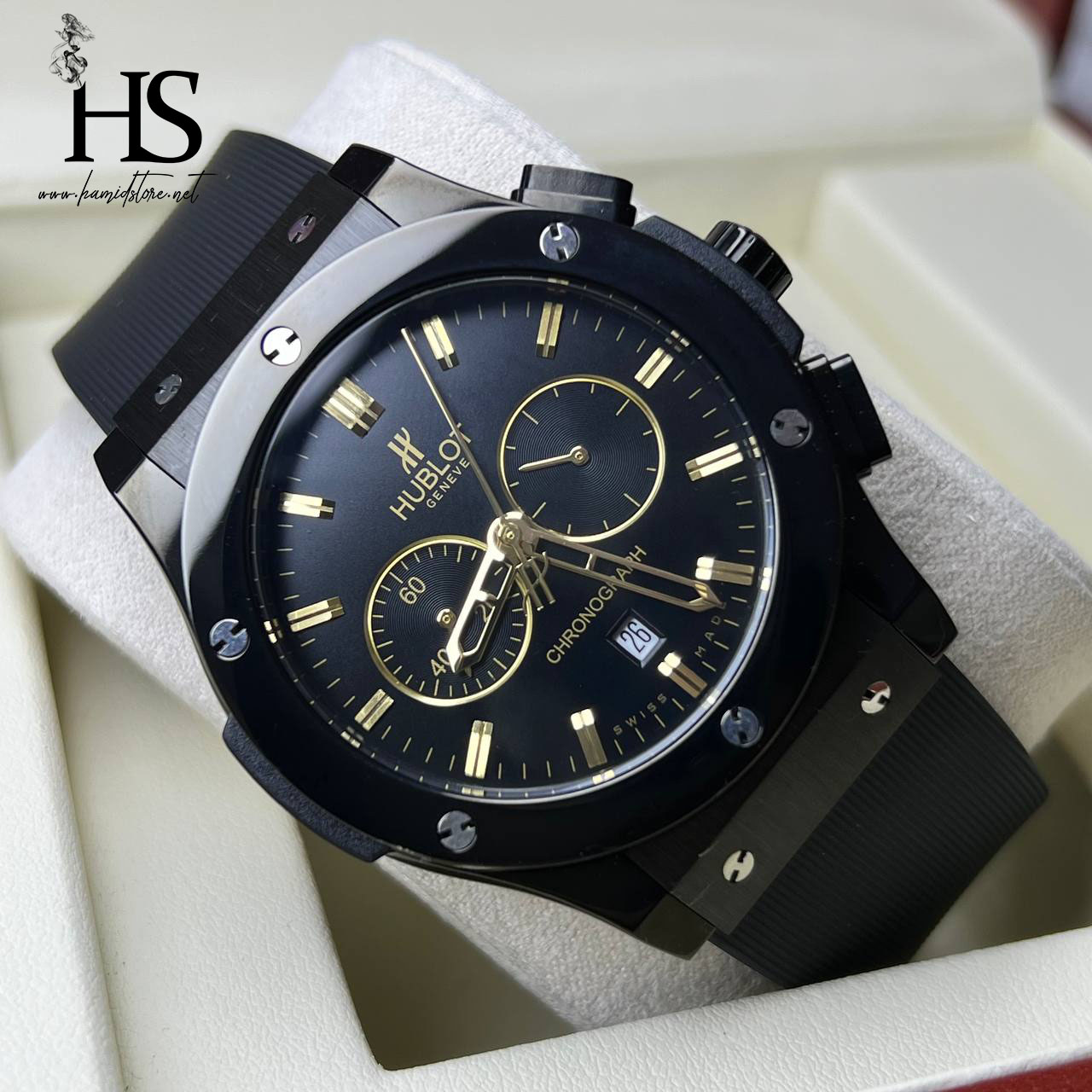 ساعت مچی هابلوت کرنوگراف روز شمار رنگ مشکی HUBLOT BIG BANG