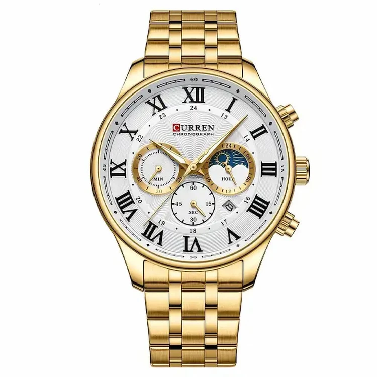 ساعت مچی مردانه اورجینال کارن بند استیل CURREN 8427 طلایی