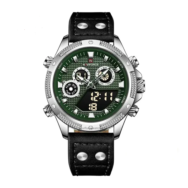 ساعت مچی نیوی فورس مردانه مدل صفحه سبز Naviforce NF-9224 Dual Time