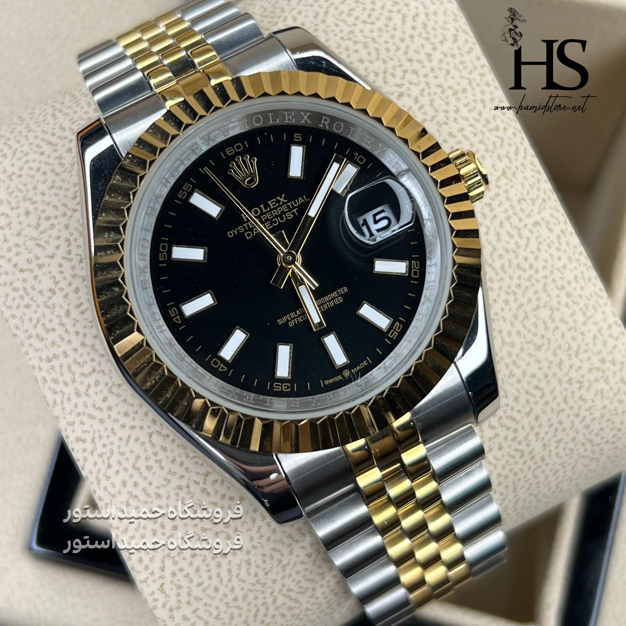 ساعت مچی رولکس دیت جاست صفحه مشکی اندکس خطی Rolex Datejust 41